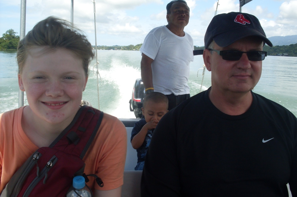 Our family is usually happy on or near the water. (on the Rio Dulce in Guatemala)